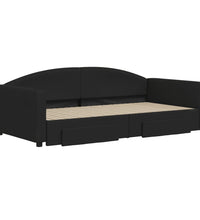 Tagesbett Ausziehbar mit Schubladen Schwarz 100x200 cm Stoff