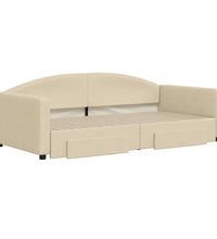 Tagesbett Ausziehbar mit Schubladen Creme 100x200 cm Stoff