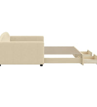 Tagesbett Ausziehbar mit Schubladen Creme 100x200 cm Stoff