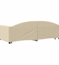 Tagesbett Ausziehbar mit Schubladen Creme 100x200 cm Stoff