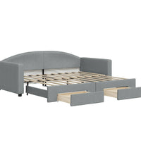 Tagesbett Ausziehbar mit Schubladen Hellgrau 90x190 cm Stoff