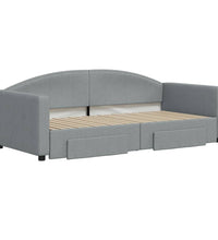 Tagesbett Ausziehbar mit Schubladen Hellgrau 90x190 cm Stoff