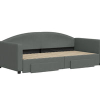 Tagesbett Ausziehbar mit Schubladen Dunkelgrau 90x190 cm Stoff