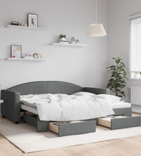 Tagesbett Ausziehbar mit Schubladen Dunkelgrau 90x190 cm Stoff