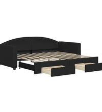Tagesbett Ausziehbar mit Schubladen Schwarz 90x190 cm Stoff