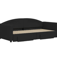 Tagesbett Ausziehbar mit Schubladen Schwarz 90x190 cm Stoff
