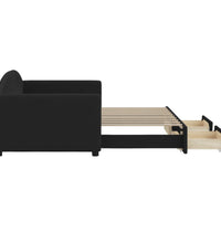 Tagesbett Ausziehbar mit Schubladen Schwarz 90x190 cm Stoff