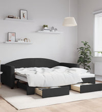 Tagesbett Ausziehbar mit Schubladen Schwarz 90x190 cm Stoff