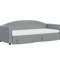 Tagesbett Ausziehbar mit Schubladen Hellgrau 80x200 cm Stoff