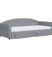 Tagesbett Ausziehbar mit Schubladen Hellgrau 90x200 cm Stoff