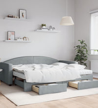 Tagesbett Ausziehbar mit Schubladen Hellgrau 90x200 cm Stoff