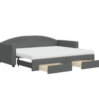 Tagesbett Ausziehbar mit Schubladen Dunkelgrau 90x200 cm Stoff