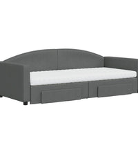 Tagesbett Ausziehbar mit Schubladen Dunkelgrau 90x200 cm Stoff