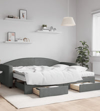 Tagesbett Ausziehbar mit Schubladen Dunkelgrau 90x200 cm Stoff