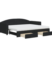 Tagesbett Ausziehbar mit Schubladen Schwarz 90x200 cm Stoff