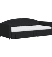Tagesbett Ausziehbar mit Schubladen Schwarz 90x200 cm Stoff