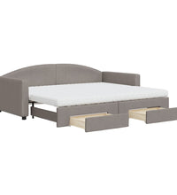 Tagesbett Ausziehbar mit Schubladen Taupe 90x200 cm Stoff