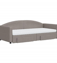 Tagesbett Ausziehbar mit Schubladen Taupe 90x200 cm Stoff