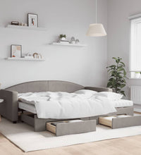 Tagesbett Ausziehbar mit Schubladen Taupe 90x200 cm Stoff