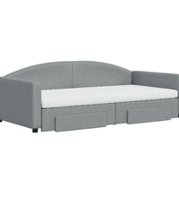Tagesbett Ausziehbar mit Schubladen Hellgrau 100x200 cm Stoff