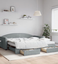 Tagesbett Ausziehbar mit Schubladen Hellgrau 100x200 cm Stoff