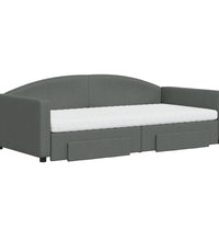 Tagesbett Ausziehbar mit Schubladen Dunkelgrau 100x200 cm Stoff
