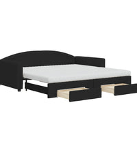 Tagesbett Ausziehbar mit Schubladen Schwarz 100x200 cm Stoff
