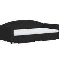 Tagesbett Ausziehbar mit Schubladen Schwarz 100x200 cm Stoff