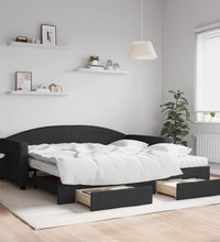 Tagesbett Ausziehbar mit Schubladen Schwarz 100x200 cm Stoff