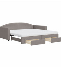Tagesbett Ausziehbar mit Schubladen Taupe 100x200 cm Stoff
