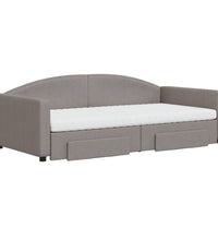 Tagesbett Ausziehbar mit Schubladen Taupe 100x200 cm Stoff