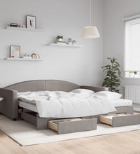Tagesbett Ausziehbar mit Schubladen Taupe 100x200 cm Stoff