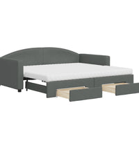 Tagesbett Ausziehbar mit Schubladen Dunkelgrau 90x190 cm Stoff