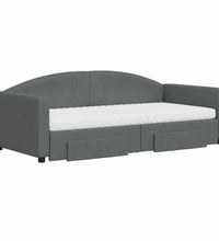Tagesbett Ausziehbar mit Schubladen Dunkelgrau 90x190 cm Stoff