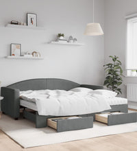 Tagesbett Ausziehbar mit Schubladen Dunkelgrau 90x190 cm Stoff