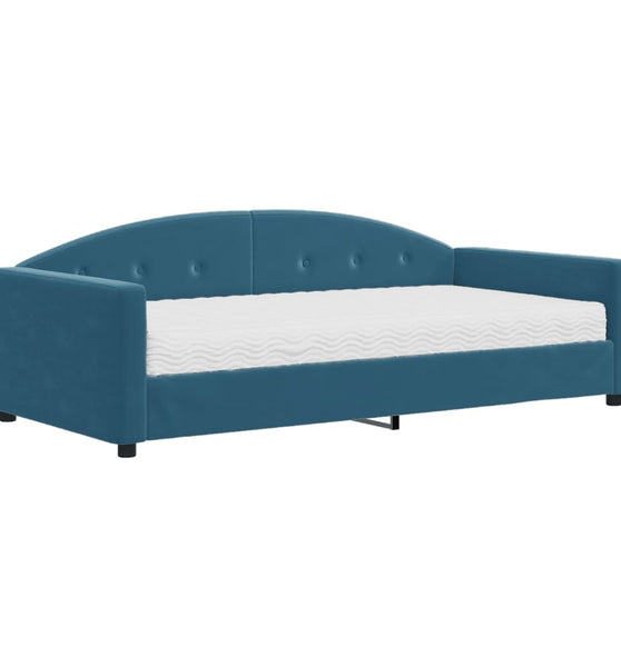 Tagesbett mit Matratze Blau 100x200 cm Samt