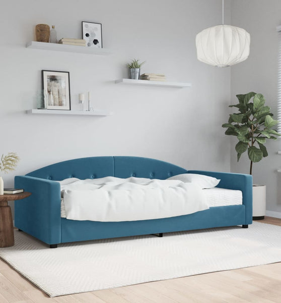 Tagesbett mit Matratze Blau 100x200 cm Samt
