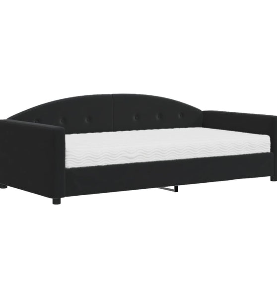 Tagesbett mit Matratze Schwarz 100x200 cm Samt