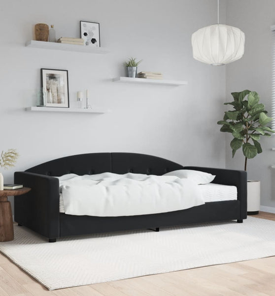 Tagesbett mit Matratze Schwarz 100x200 cm Samt