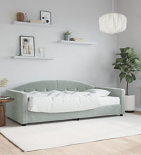 Tagesbett mit Matratze Hellgrau 90x190 cm Samt