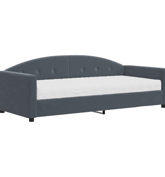 Tagesbett mit Matratze Dunkelgrau 90x190 cm Samt