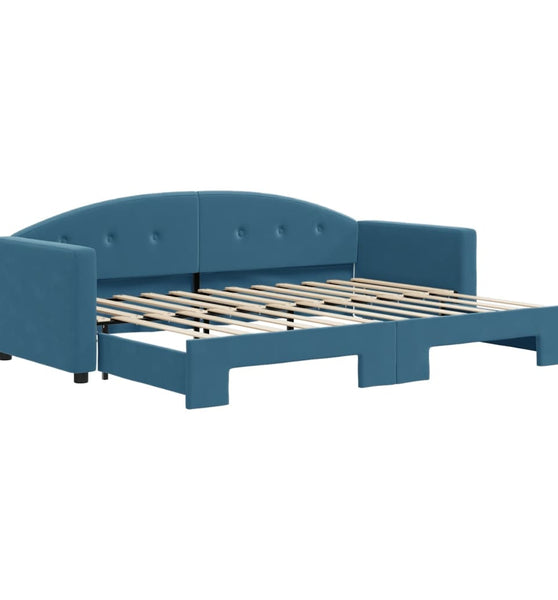 Tagesbett Ausziehbar Blau 80x200 cm Samt