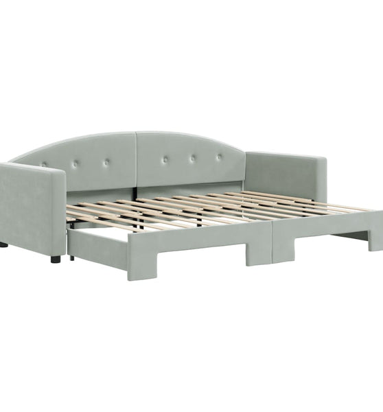 Tagesbett Ausziehbar Hellgrau 80x200 cm Samt