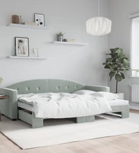 Tagesbett Ausziehbar Hellgrau 80x200 cm Samt