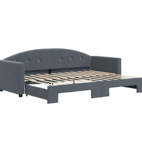 Tagesbett Ausziehbar Dunkelgrau 80x200 cm Samt