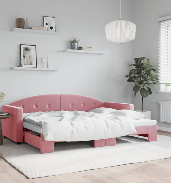 Tagesbett Ausziehbar Rosa 80x200 cm Samt