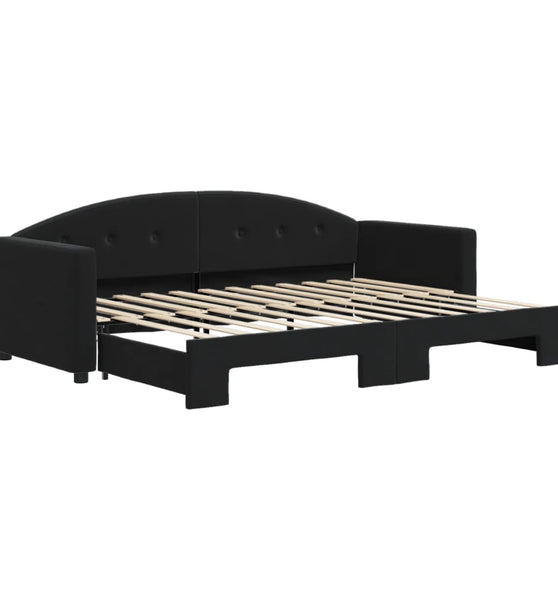 Tagesbett Ausziehbar Schwarz 80x200 cm Samt