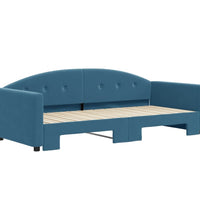 Tagesbett Ausziehbar Blau 90x200 cm Samt