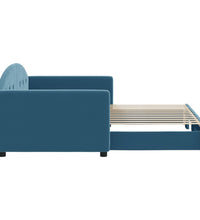 Tagesbett Ausziehbar Blau 90x200 cm Samt