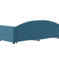 Tagesbett Ausziehbar Blau 90x200 cm Samt